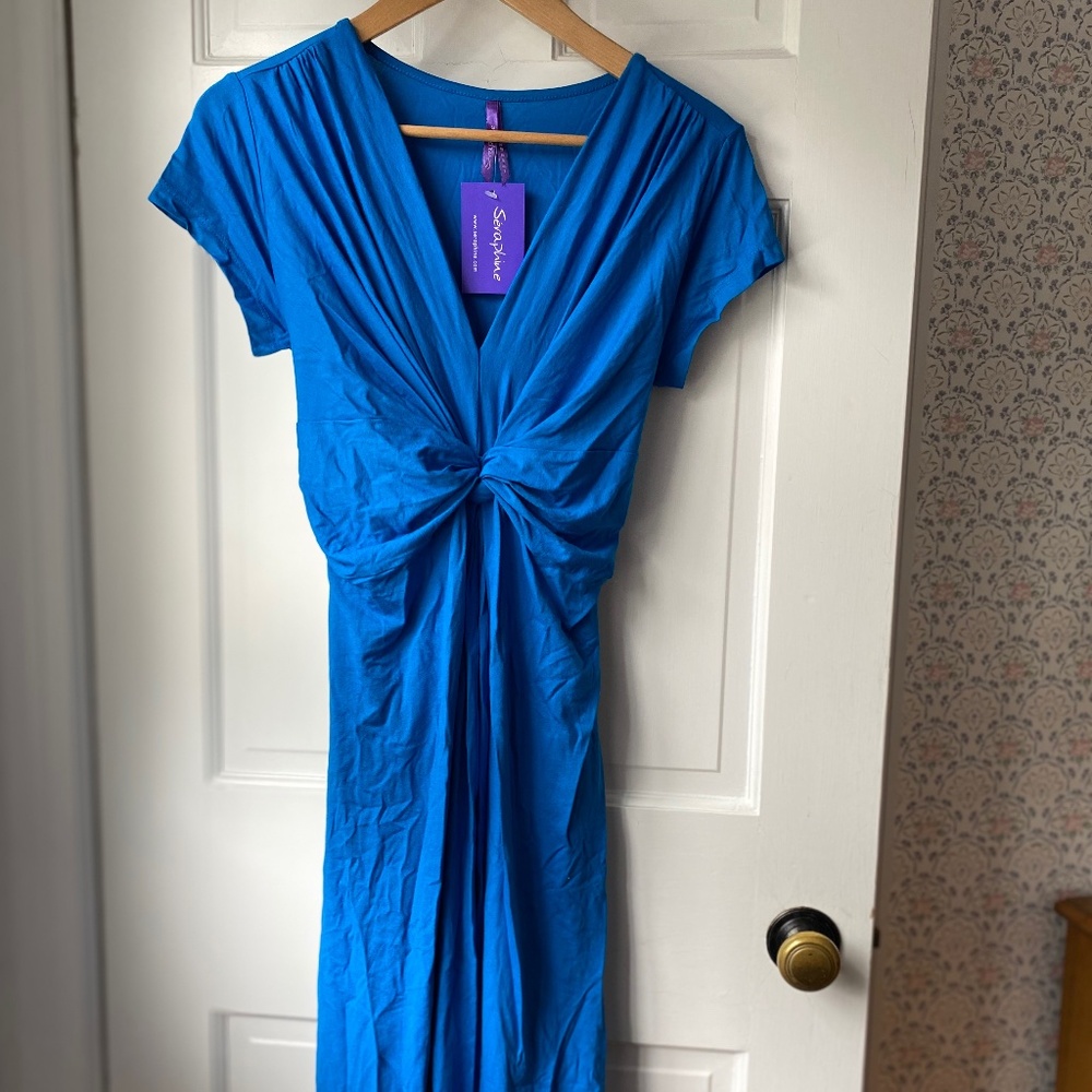 Peacock Blue Seraphine Maternity dress NWT